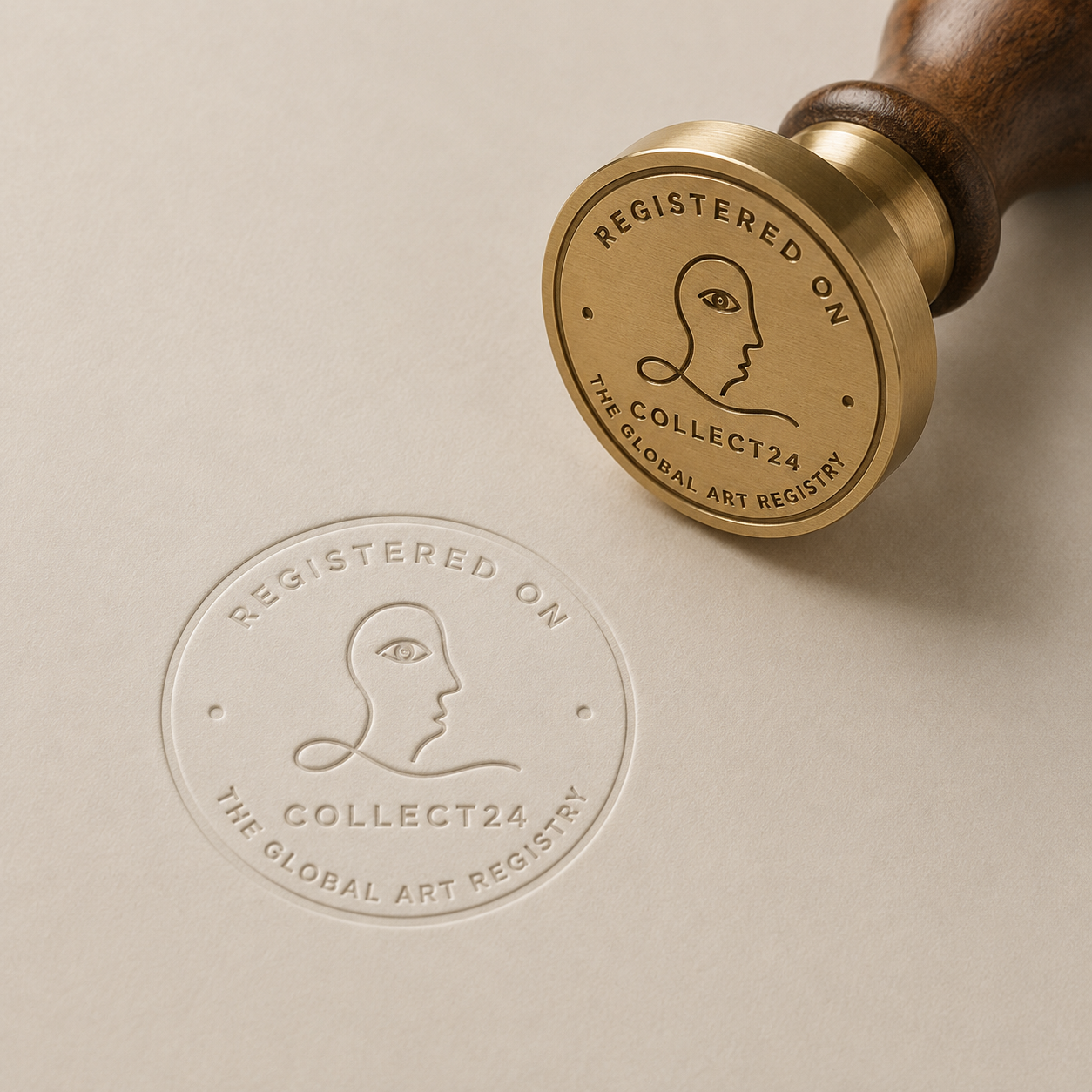 The Collect24 registration seal embossed on paper