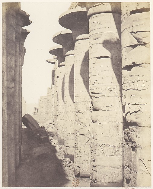 Félix Teynard, Karnak (Thèbes), Palais - Salle Hypostyle - Colonnade Centrale Vue du Point J