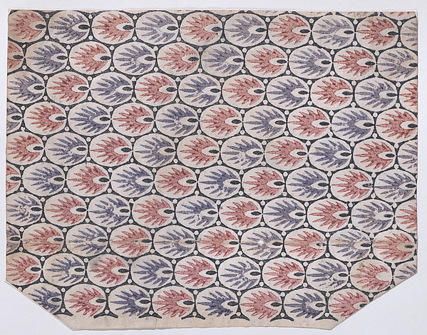 Anonymous, Sheet with overall pattern of pointed shapes within ovals