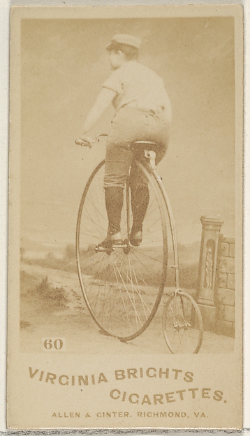 Allen & Ginter, Card 60, from the Girl Cyclists series (N49) for Virginia Brights Cigarettes
