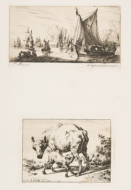 Charles Meryon, South Sea Fishers; Ewe with Two Lambs