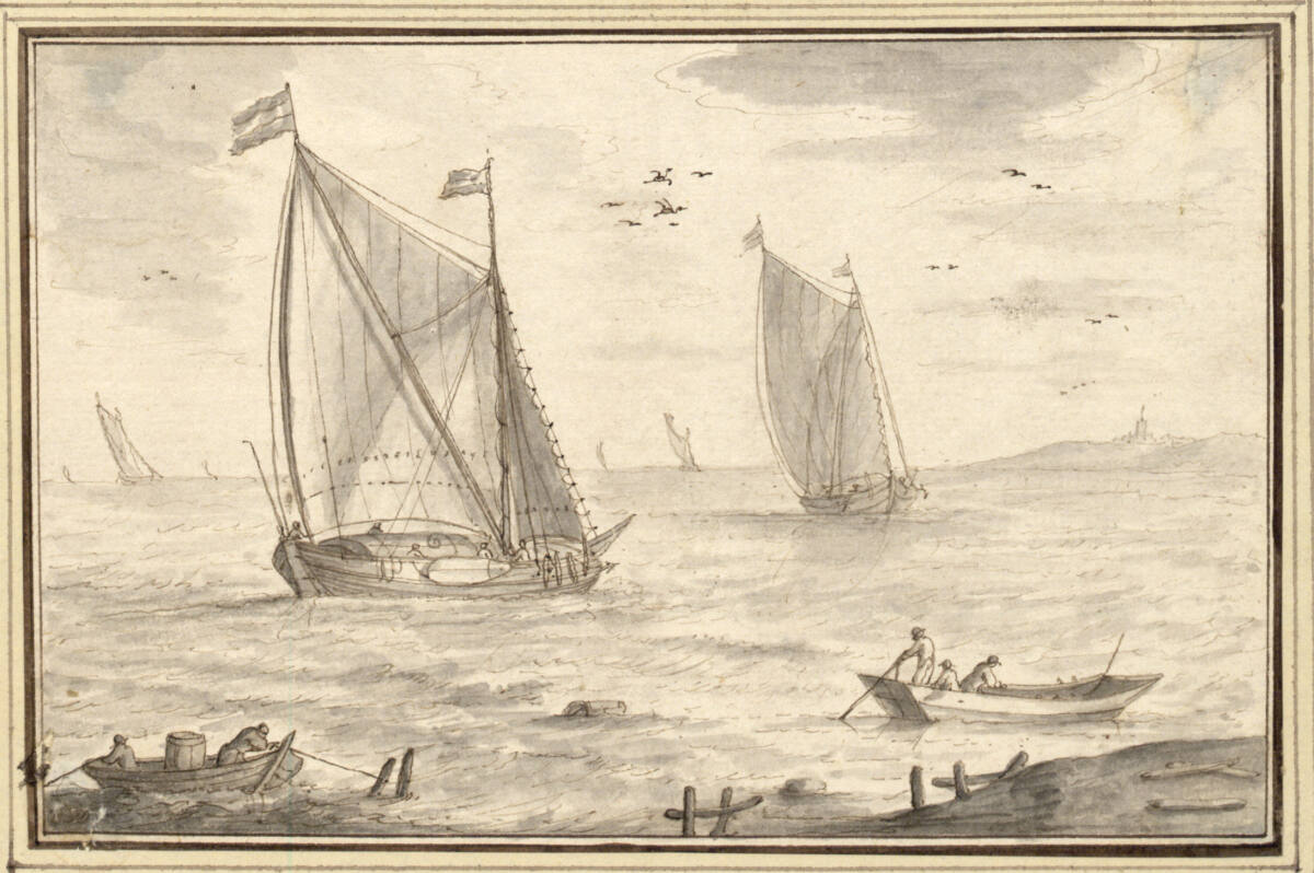 AlbertFlamen, Blick auf das Meer mit Segelbooten im Wind (IV-45)