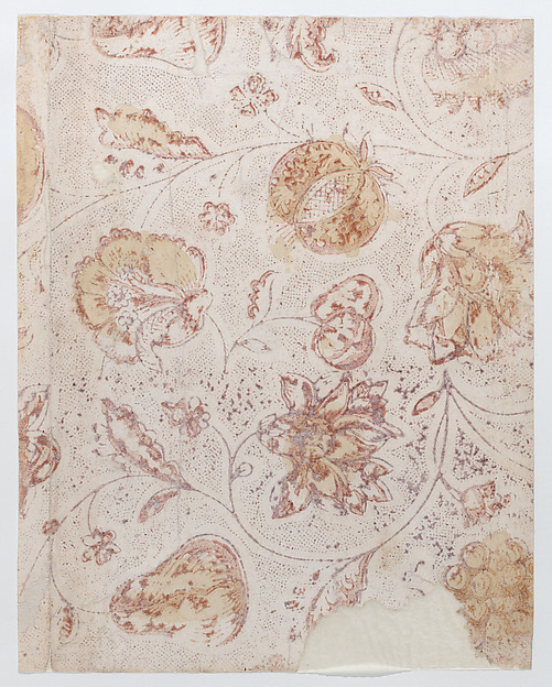 Anonymous, Sheet with overall floral, fruit, and dot pattern