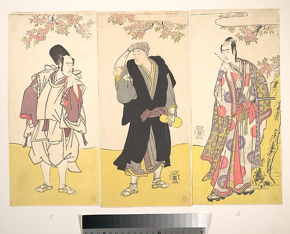 Katsukawa Shunshō　勝川春章, Kabuki Actors Ichikawa Yaozō III, Onoe Matsusuke I, and Sawamura Sōjūrō III