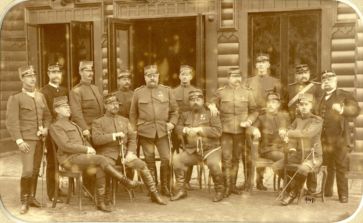 Jules David, Group portrait of officers and civilian military personnel at Svea engineer battalion Ing 1, 1890. For names, see picture no. 3.