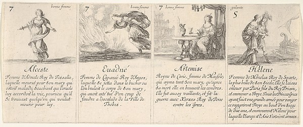 Stefano della Bella, Alceste, Euadné, Artemise, and Helene, from "The Game of Queens" (Le Jeu des Reines Renommées)