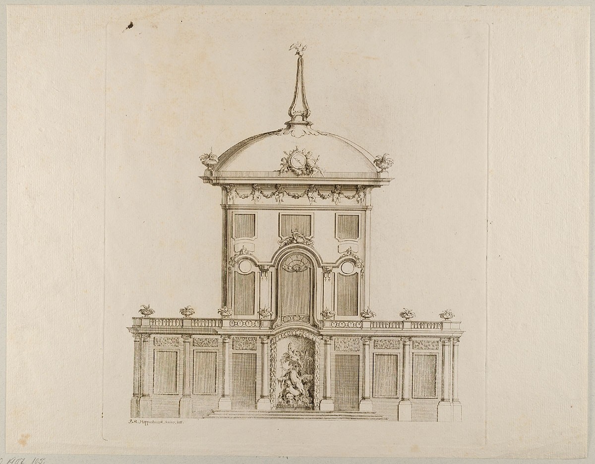 Johann Michael Hoppenhaupt, Pavillon, Blatt aus einer Folge von Fassaden von Wohn- und Gartenhäusern