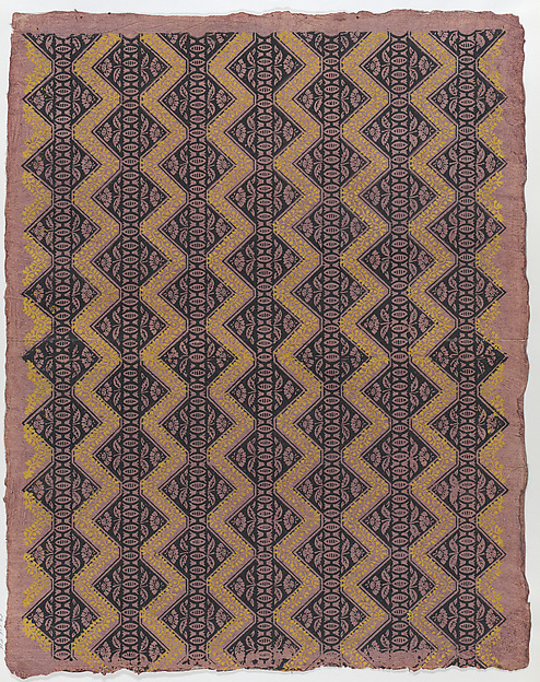 Anonymous, Sheet with overall floral zig zagging pattern