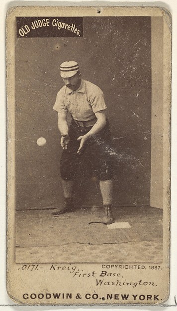 Goodwin & Company, William "Bill" Frederick Krieg, 1st Base, Washington Nationals, from the Old Judge series (N172) for Old Judge Cigarettes