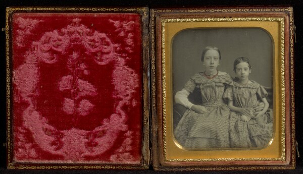 Unknown, [Portrait of Two Seated Girls in Polka-Dot Dresses]