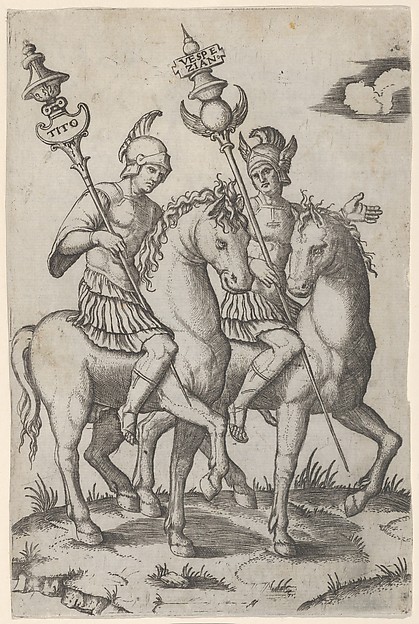Marcantonio Raimondi, Titus and Vespanian both on horseback