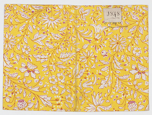 Anonymous, Yellow book cover with floral and vine pattern