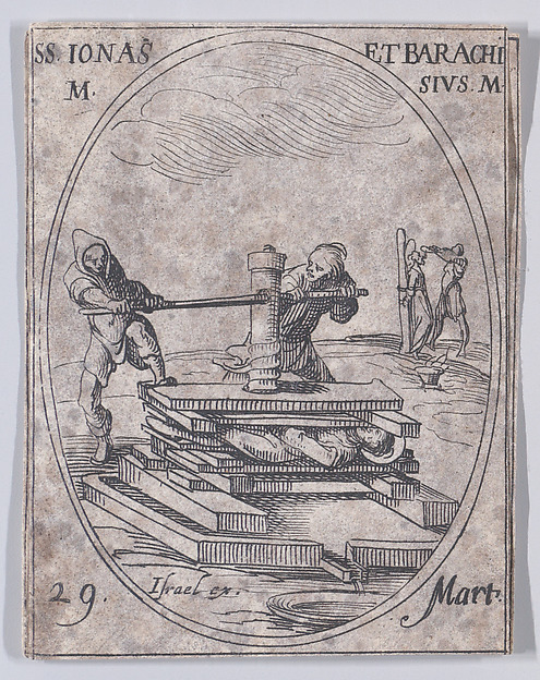Jacques Callot, S. Jonas et S. Barchise (St. Jonas and St. Barachisius), March 29th, from "Les Images De Tous Les Saincts et Saintes de L'Année" (Images of All of the Saints and Religious Events of the Year)