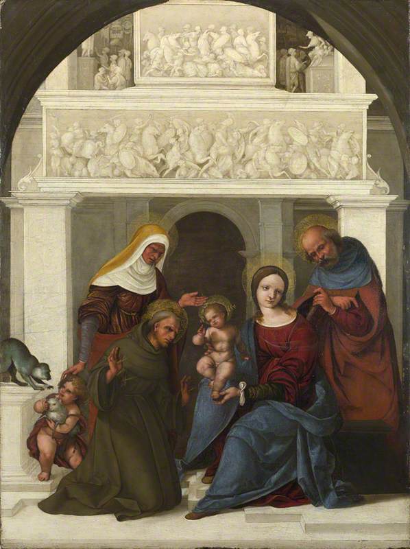 Ludovico Mazzolino, The Holy Family with Saint Francis