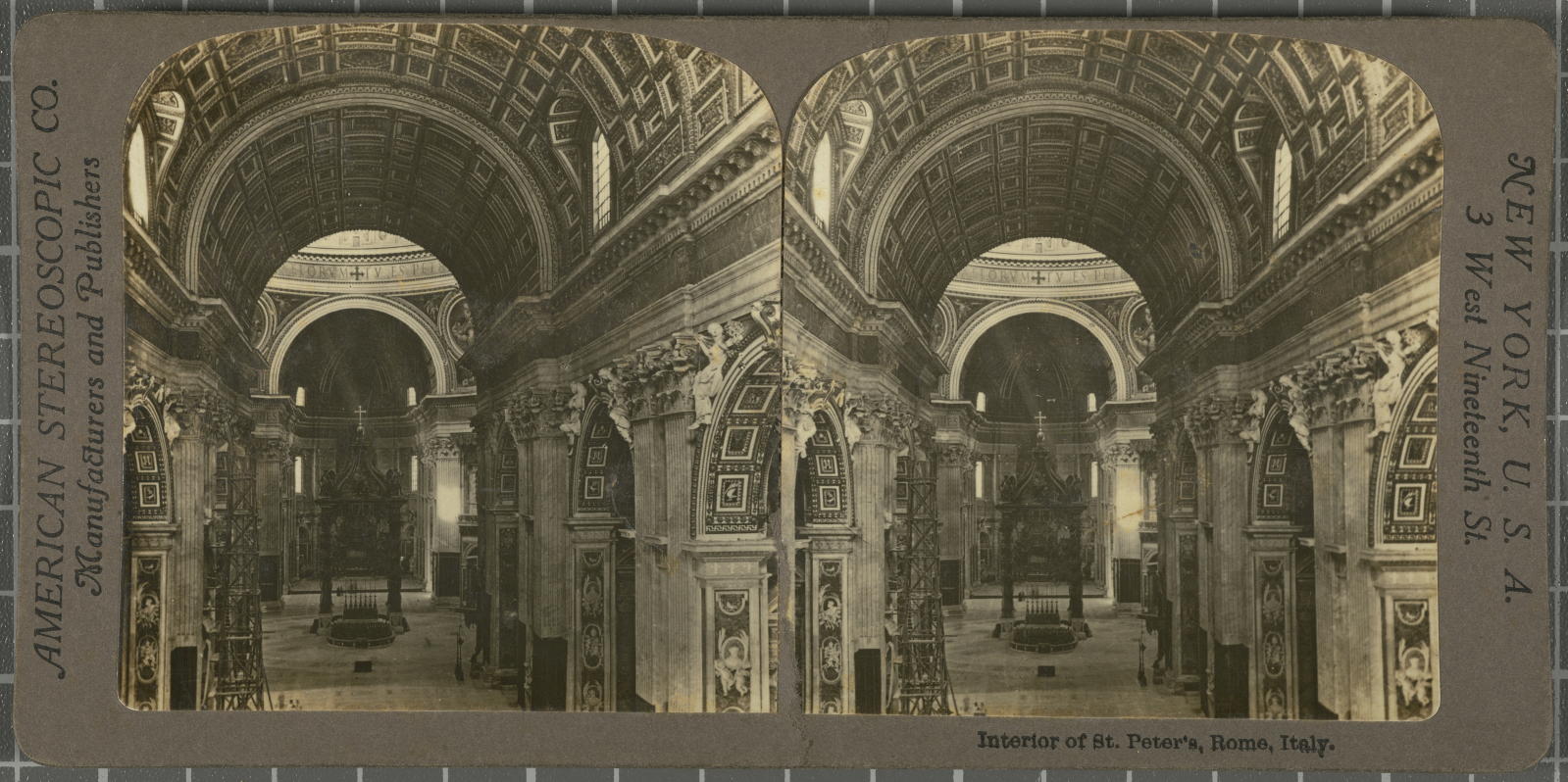 Desconegut, Interior of St. Peter's, Rome, Italy. American Stereoscopic Company