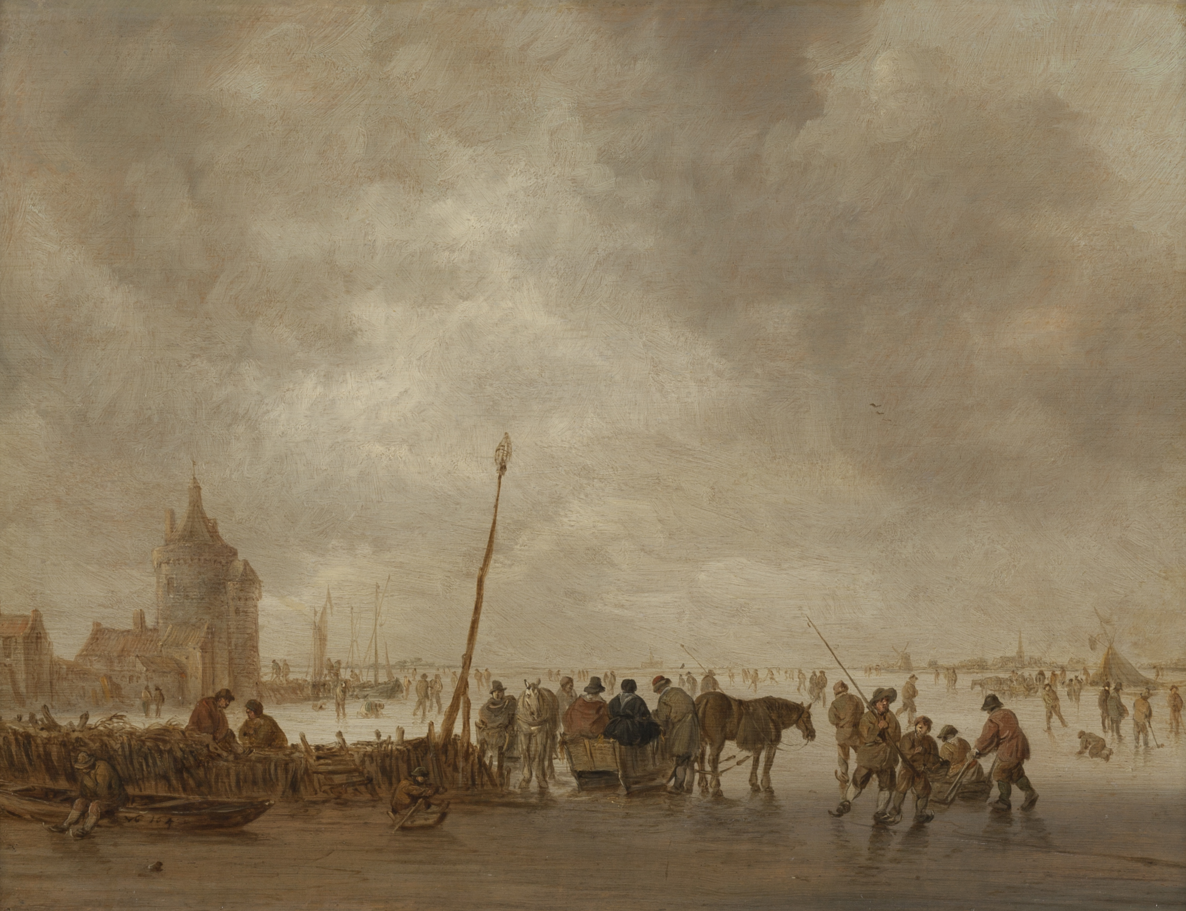 Jan van Goyen, Bevroren rivier met schaatsers