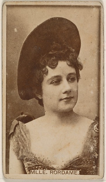 Kinney Brothers Tobacco Company, Mlle Rordame, from the Actresses series (N245) issued by Kinney Brothers to promote Sweet Caporal Cigarettes