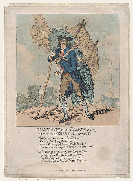 Thomas Rowlandson, Aerostation out at Elbows, or The Itinerant Aeronaut