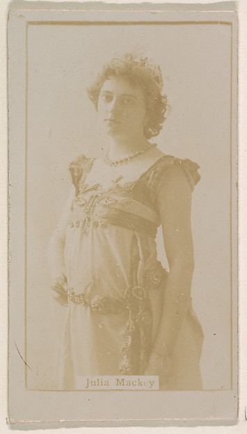 Kinney Brothers Tobacco Company, Julia Mackey, from the Actresses series (N245) issued by Kinney Brothers to promote Sweet Caporal Cigarettes