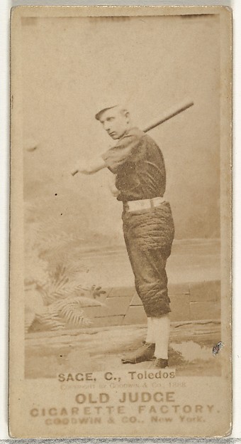 Goodwin & Company, Harry "Doc" Sage, Catcher, Toledo, from the Old Judge series (N172) for Old Judge Cigarettes
