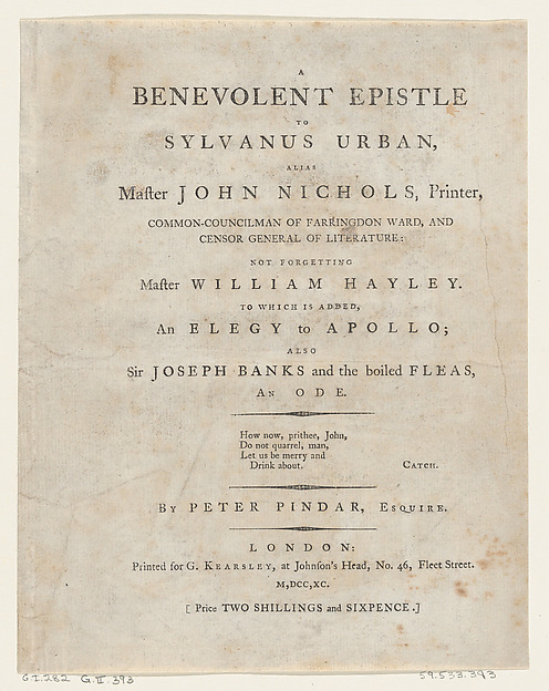 Thomas Rowlandson, Title Page, from Benevolent Epistle