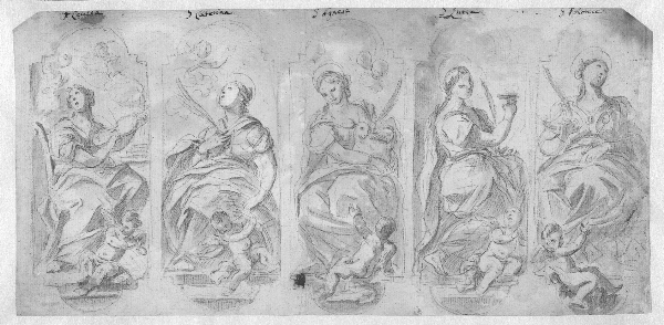 Luca Giordano, Fem kvindelige helgener i ornamentale rammer