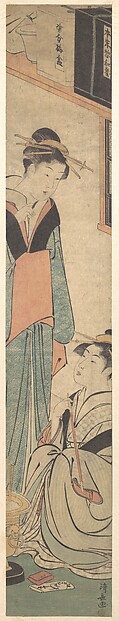Torii Kiyonaga, Two Girls Talking Near the Hibachi (Fire-Pot)