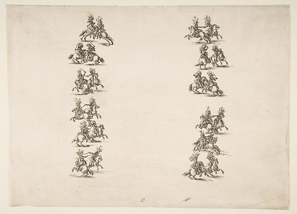 Stefano della Bella, Twenty-four Cavaliers Fighting in Two Columns