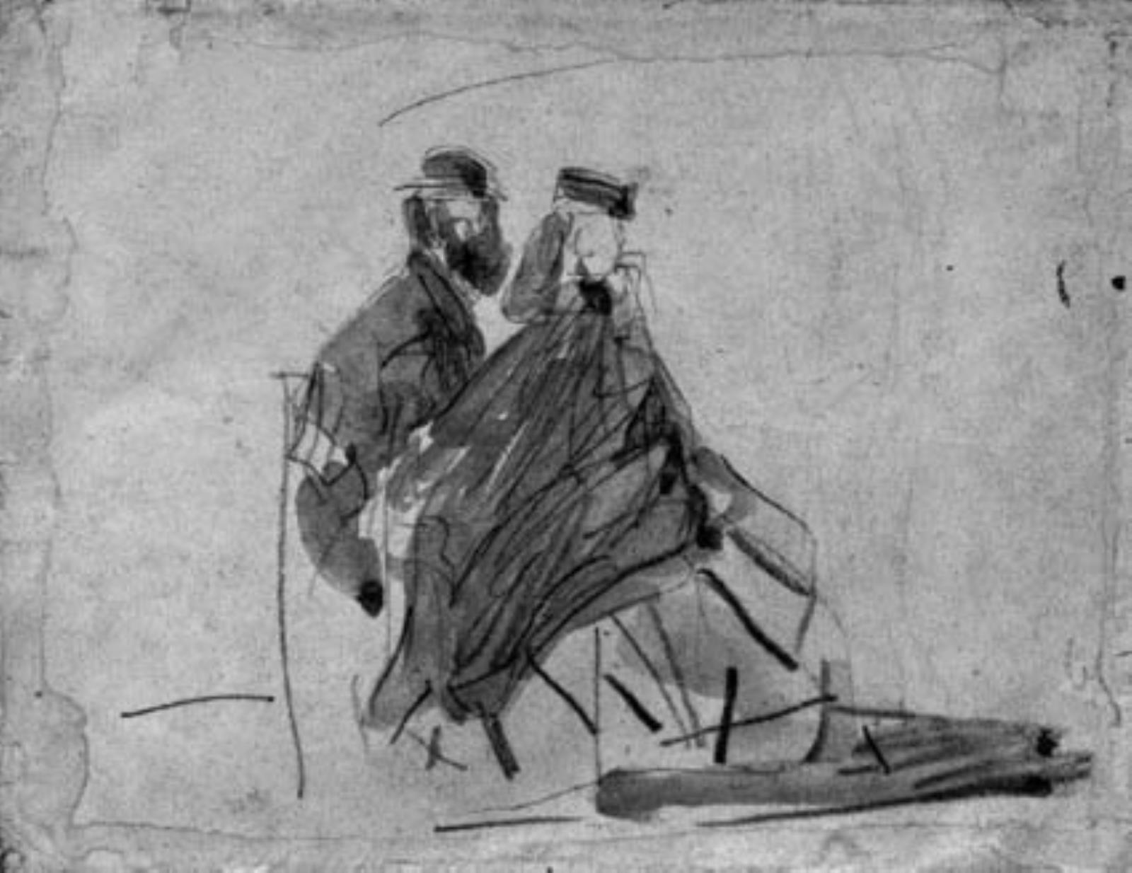 Eugène Louis Boudin, Et par, siddende på stranden
