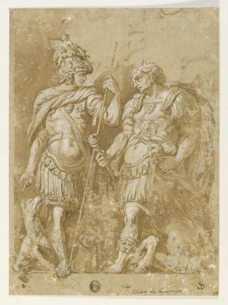 Polidoro da Caravaggio, Two Roman soldiers, a she-wolf suckling a child and a prostrate centaur