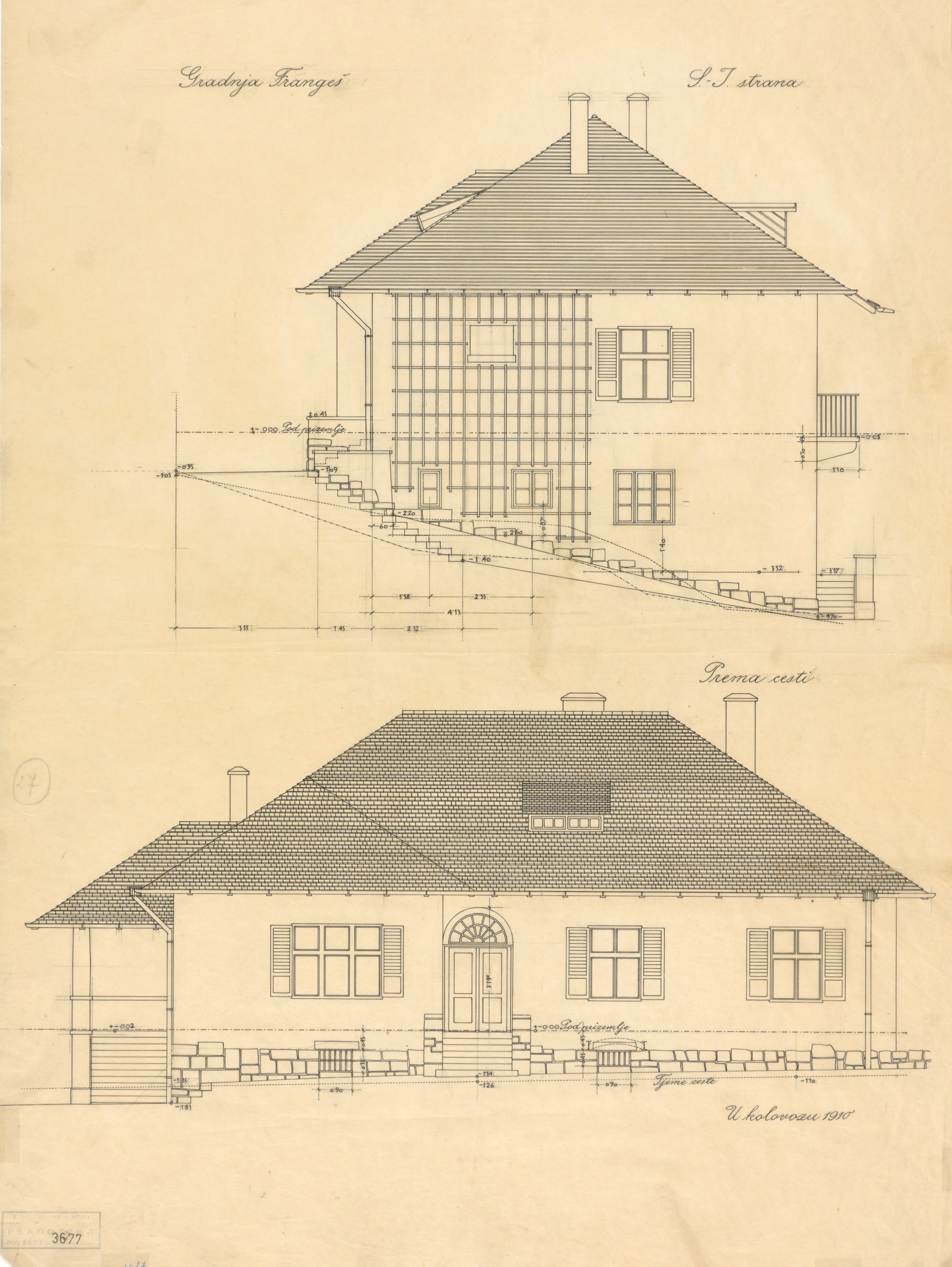 Viktor Kovačić, Vila Frangeš, pročelja