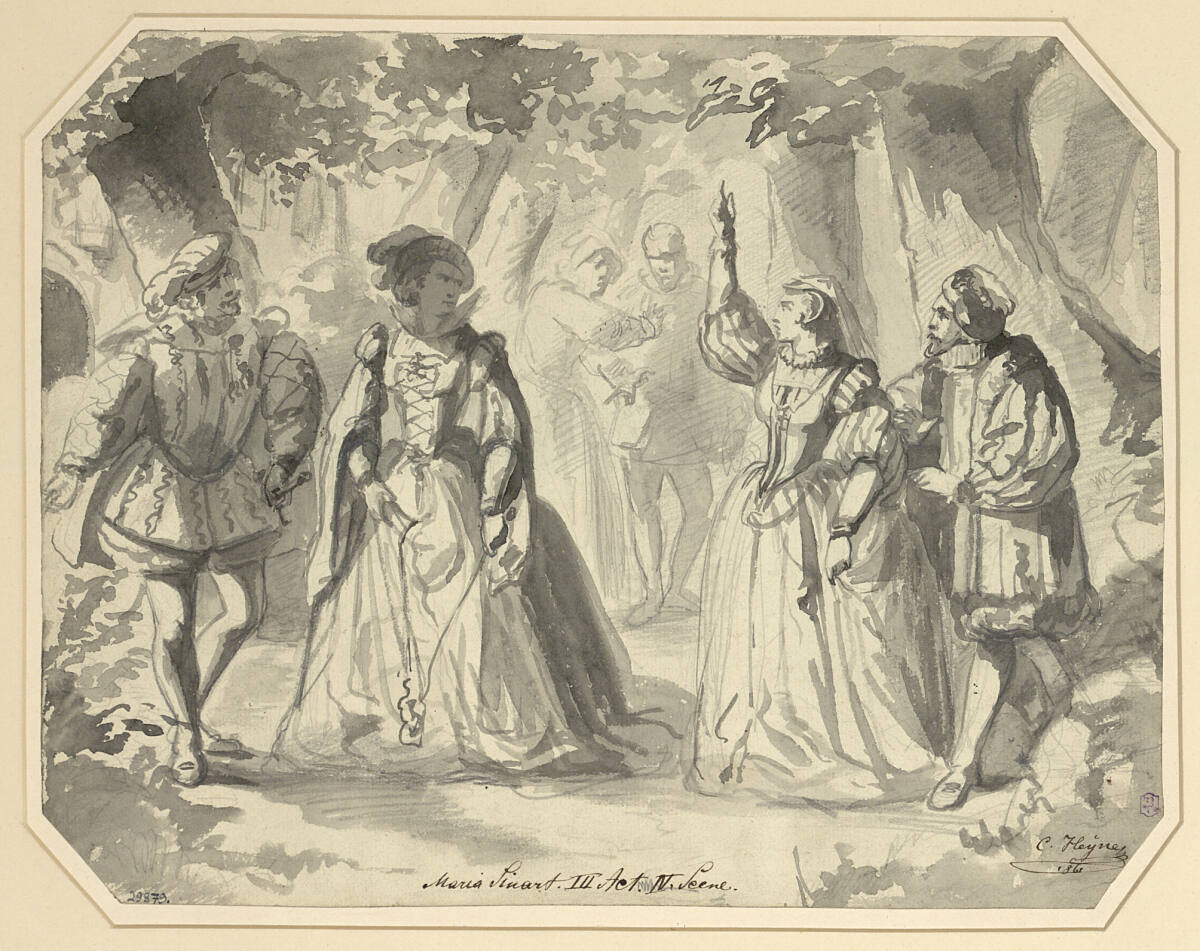 C.Heyne, Figurenszene in Renaissancekostümen zu William Shakespeares "Maria Stuart"