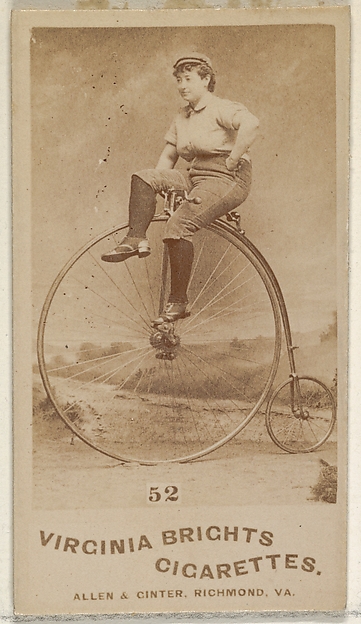 Allen & Ginter, Card 52, from the Girl Cyclists series (N49) for Virginia Brights Cigarettes
