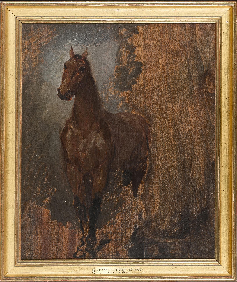 Théodore Chassériau, Cheval alezan de face. Étude.