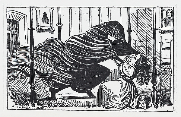 José Guadalupe Posada, A figure in a cloak strangling a young girl
