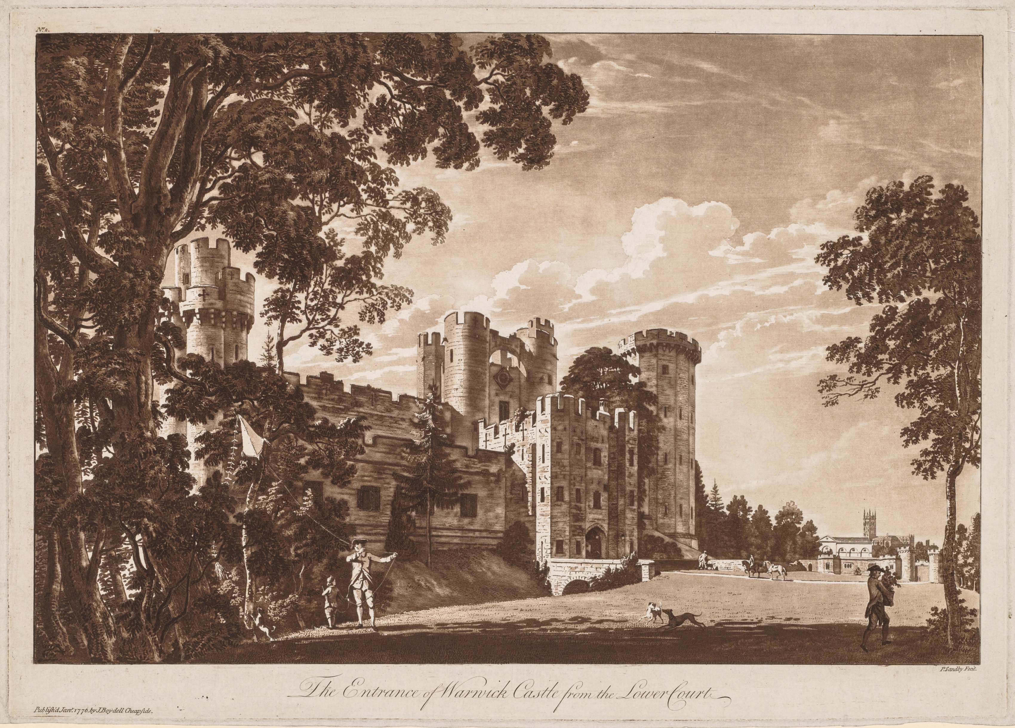 Paul Sandby, Views of Warwick Castle:  The Entrance of Warwick Castle from the Lower Court