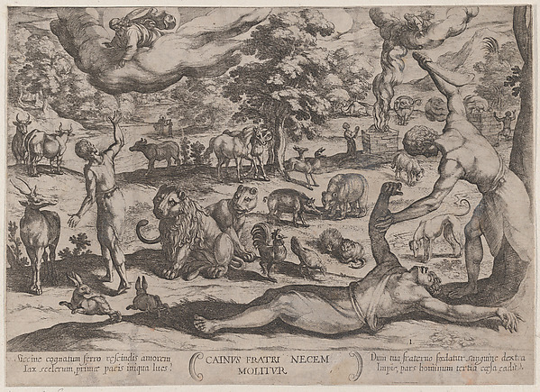 Antonio Tempesta, Plate 1: Cain Killing Abel, from "The Battles of the Old Testament"