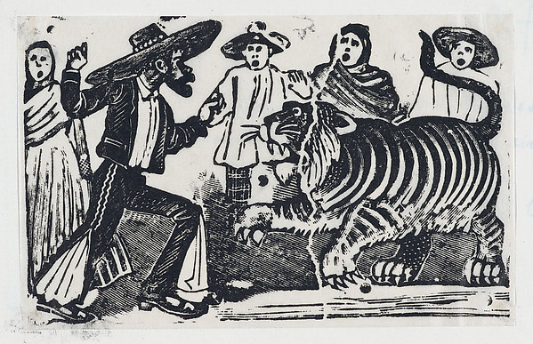 José Guadalupe Posada, The brave man from Gaudalajara facing a tiger