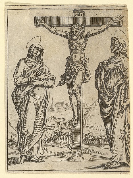 Giorgio Ghisi, The Virgin of Sorrows: The Crucifixion; one of nine surrounding compartments from the Virgin of Sorrows, now separated
