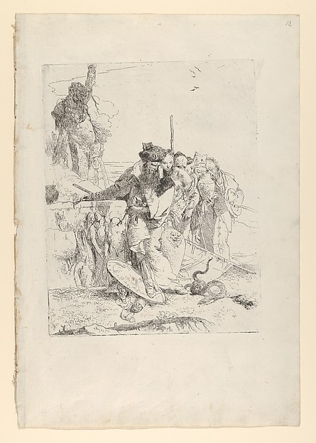 Giovanni Battista Tiepolo, Six people watching a snake, from the Scherzi