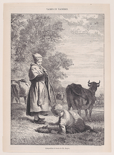 Charles Jacque, Cows and Cowherds, from "Le Magasin Pittoresque"