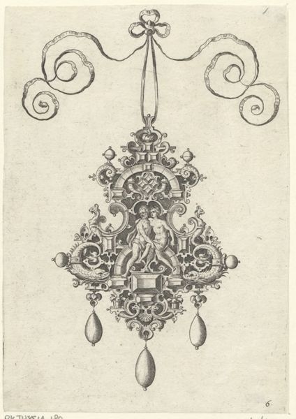 Collaert, Hans, (approximately 1530-1581), (printmaker), Designs for pendants: Man holding a woman