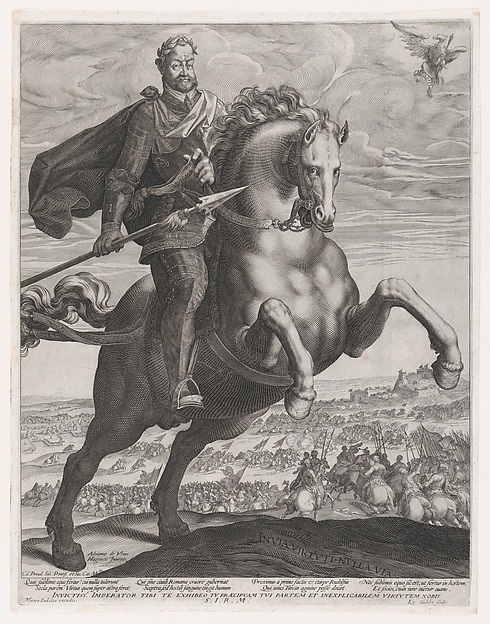 Aegidius Sadeler II, Portrait of Emperor Rudolph II on Horseback