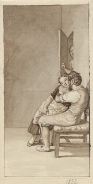 C.W. Eckersberg, Et par belures af en kvinde i en halvåben dør
