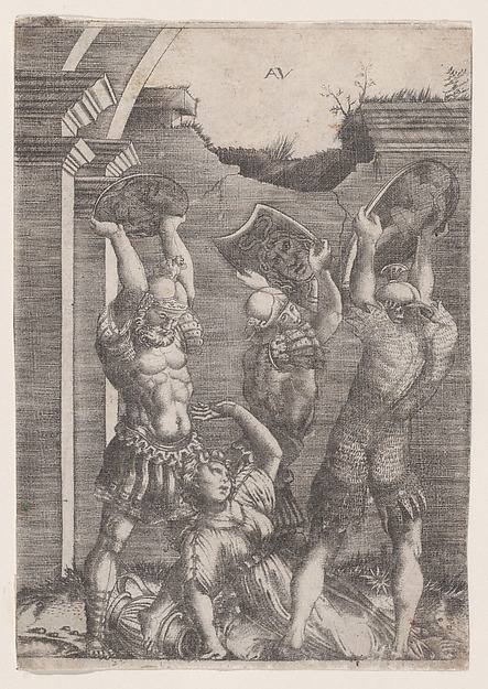 Agostino Veneziano (Agostino dei Musi), Tarpeia Crushed by the Sabines