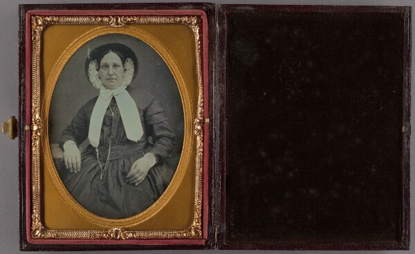 Unknown, [Portrait of a Seated Woman in Bonnet]
