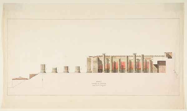 Anonymous, French, 19th century, Three drawings from an Album Inscribed on the Cover "Naples, Herculaneum, Pompeii"