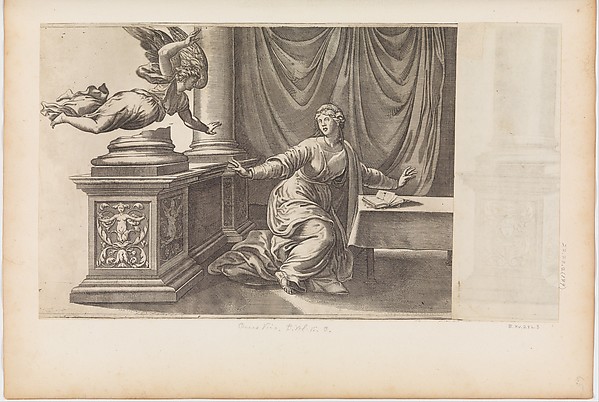Enea Vico, The Annunciation with Flying Angel