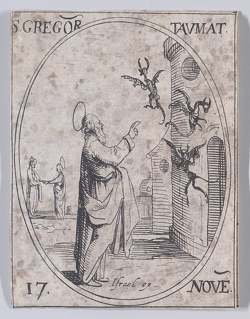 Jacques Callot, S. Grégoire, taumaturge (St. Gregory, Thaumaturge), November 17th, from "Les Images De Tous Les Saincts et Saintes de L'Année" (Images of All of the Saints and Religious Events of the Year)