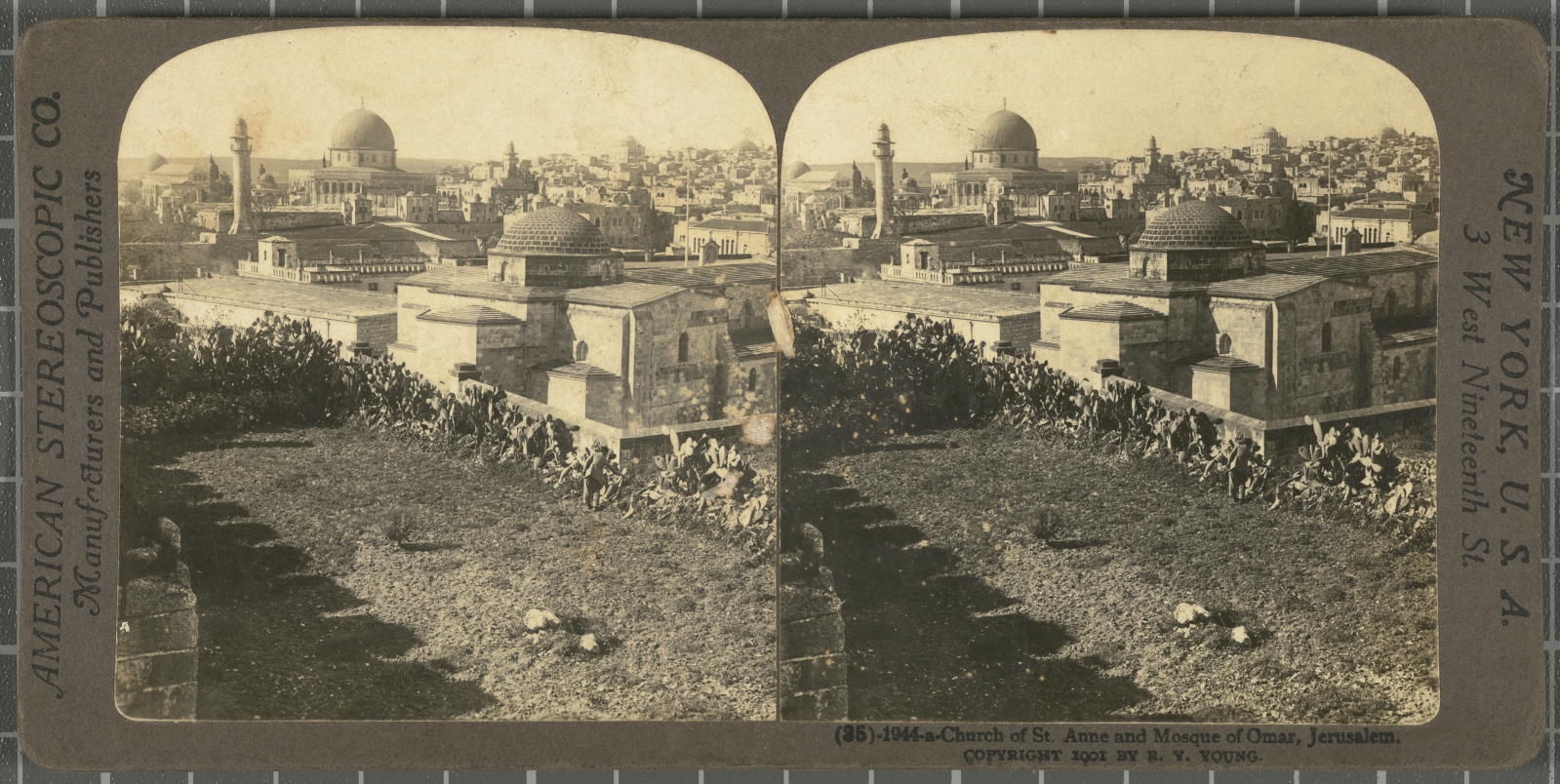 Desconegut, Church of St.Anne and Mosque of Omar, Jerusalem. Justification of the title, registered title American Stereoscopic Company
